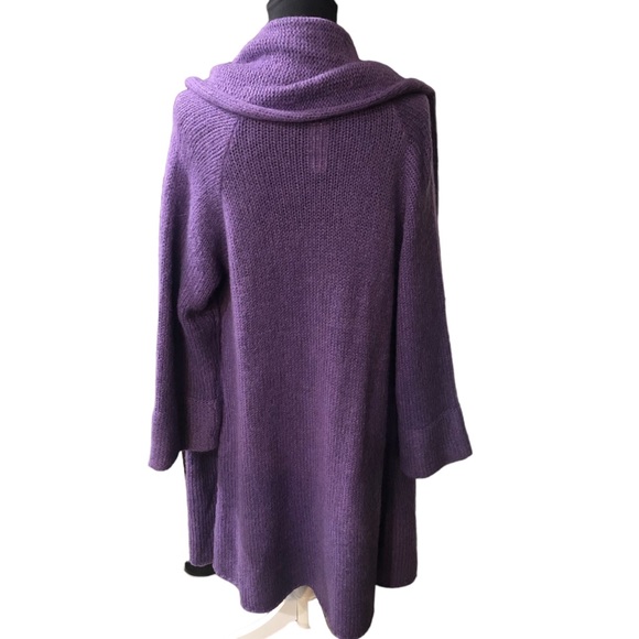 Soft Surroundings Cardigan Sweater Petite XL Purple Wool Alpaca Duster Longline - Picture 3 of 9